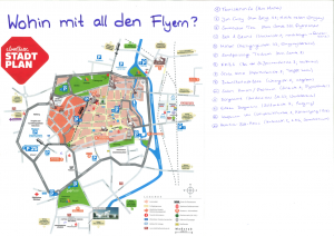 Karte von Lüneburg, in der Orte um Flyer auszulegen, verzeichnet sind